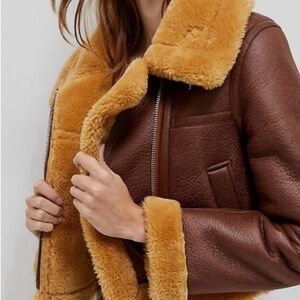 Urban Outfitters Cropped Shearling Moto Jacket